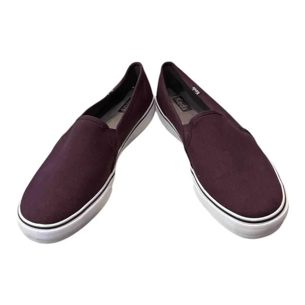 New Keds Double Decker Dark Burgundy Canvas Slip-On Sneakers 9.5 9.5W